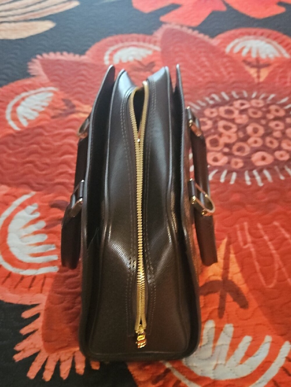 Brown Checkered Satchel Handbag - Picture 7 of 7